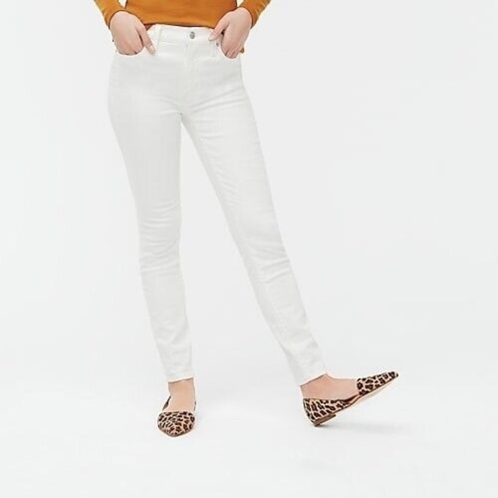 J Crew Women's White 9" high-rise skinny jean in white denim AK526 Size 28 $79